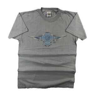 Vintage 3D Emblem Harley-Davidson Shirt Mens Medium Gray Black Hills Rally 90s